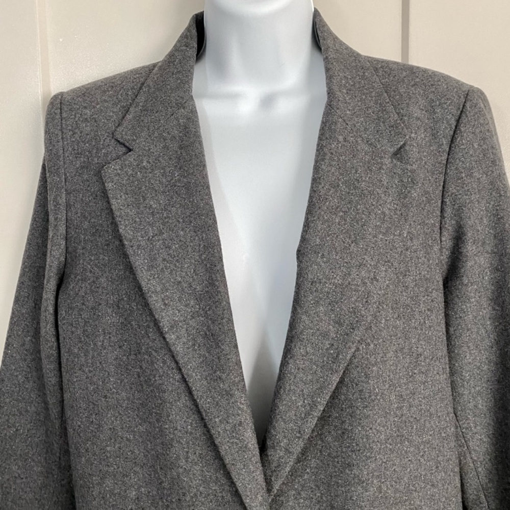 Vintage Sag Harbor Gray Wool Blend Single Breast Long-line Blazer Jacket 8